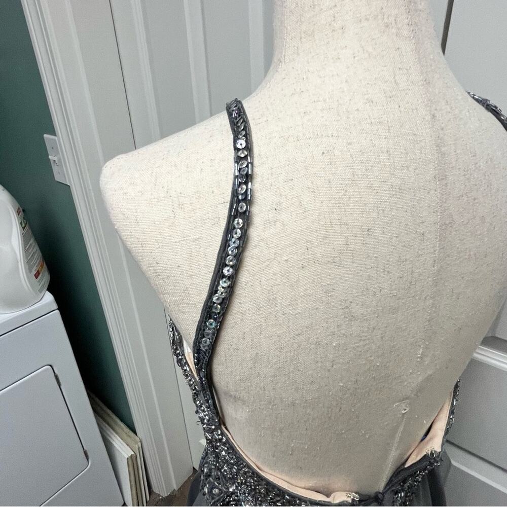 Jovani Beaded Dress Silver Prom Homecoming Formal Backless High Neck Juniors 10 - Picture 7 of 10